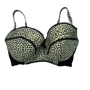 Kensie Stella Demi Corselette Underwire Lined Bra AOP Hearts Green Black 36DD